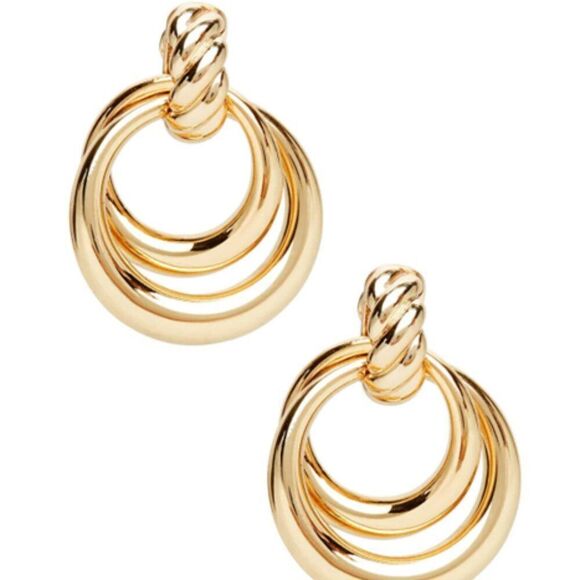 Loeffler Randell Gold Noelle Double Door Knocker Hoop Post Earrings. - Picture 1 of 8